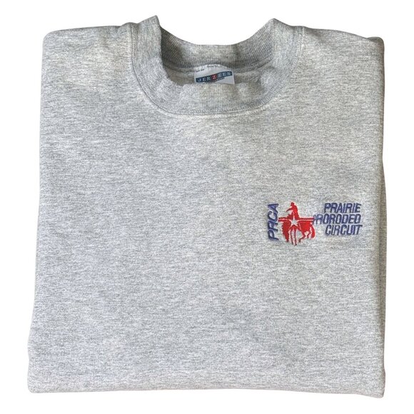 Retro 90's PRCA Prairie Pro Rodeo Circuit Gray Crewneck Sweatshirt Unisex Large - Picture 1 of 8